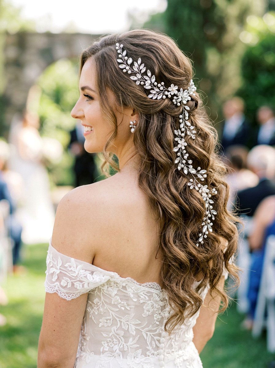 Loose Waves With Hair Vine - 20 wedding hairstyles with hair vines - 20 wedding hairstyles with hair vines
