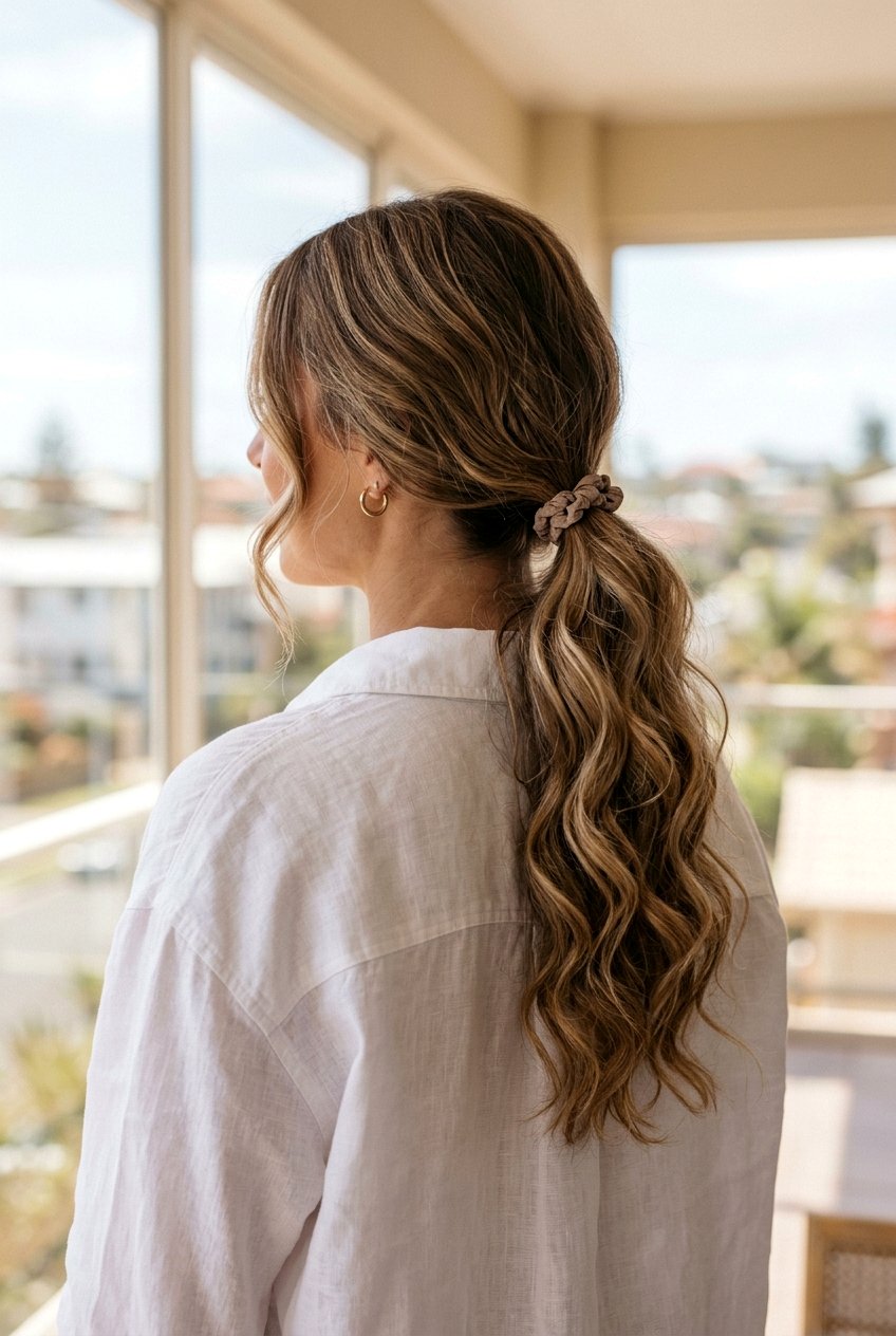 Loose Wavy Blowout Ponytail - 20 five minute hairstyles - 20 five minute hairstyles