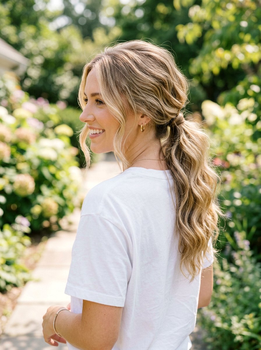 Loose Wavy Low Ponytail - 20 classy low ponytail hairstyle ideas - 20 classy low ponytail hairstyle ideas