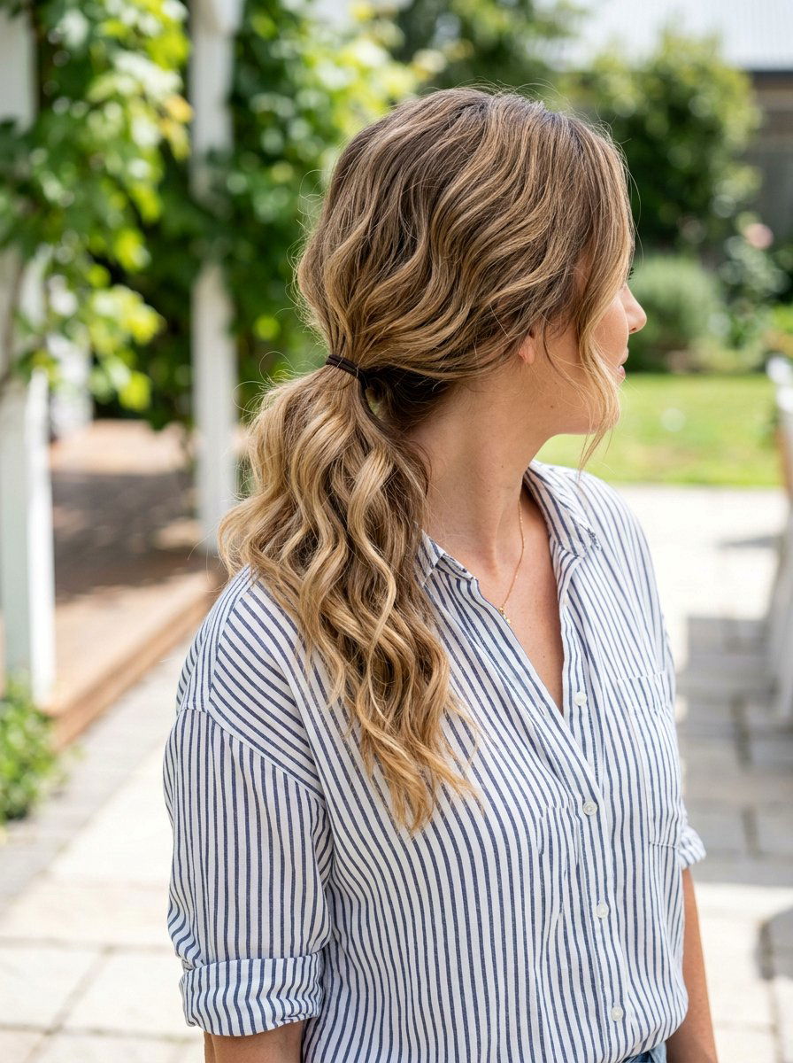 Loose Wavy Ponytail - 20 old money ponytail hairstyle - 20 old money ponytail hairstyle