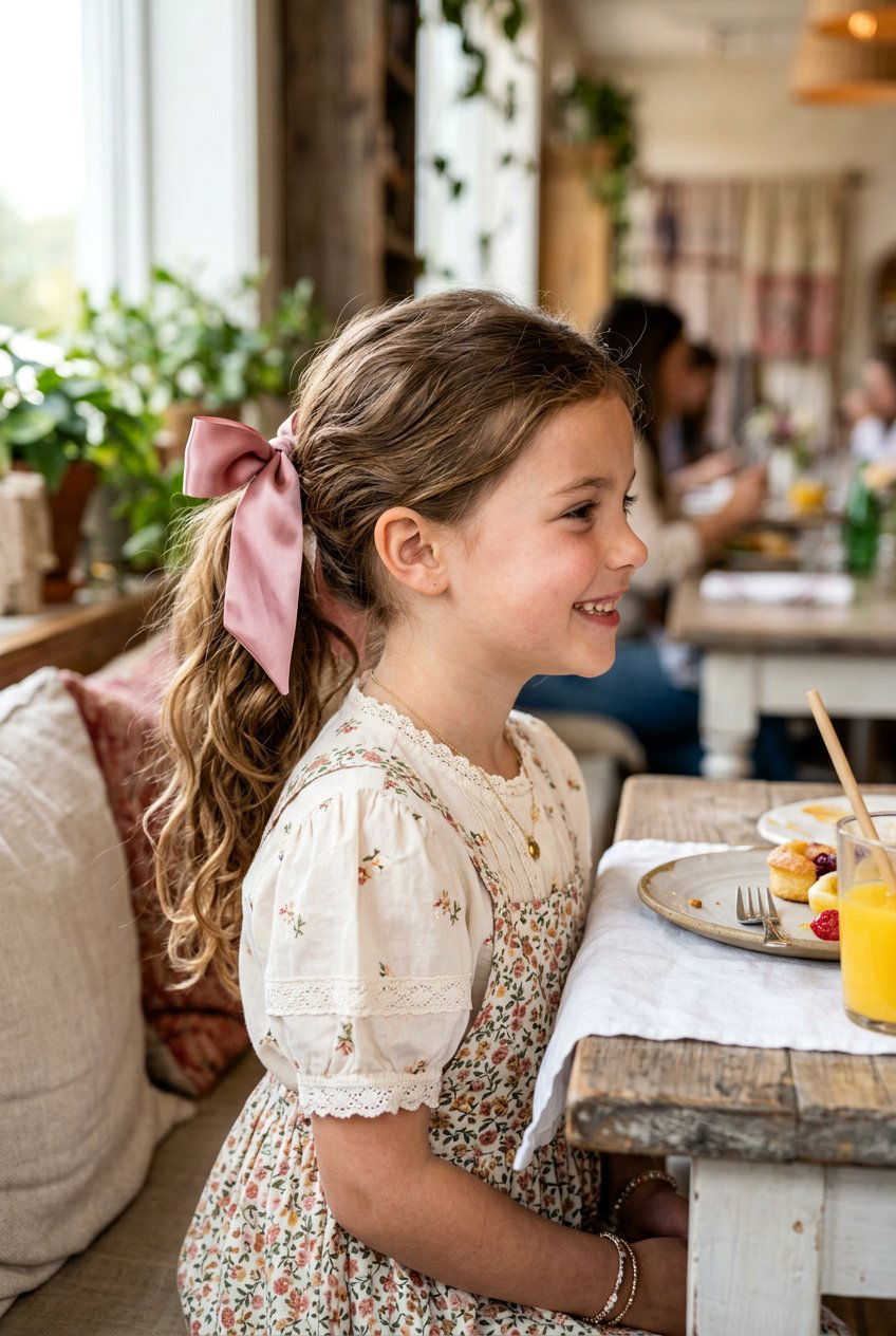 Loose Wavy Ponytail With Silk Ribbon Bow - 20 little girls ponytail with ribbon bow - 20 little girls ponytail with ribbon bow