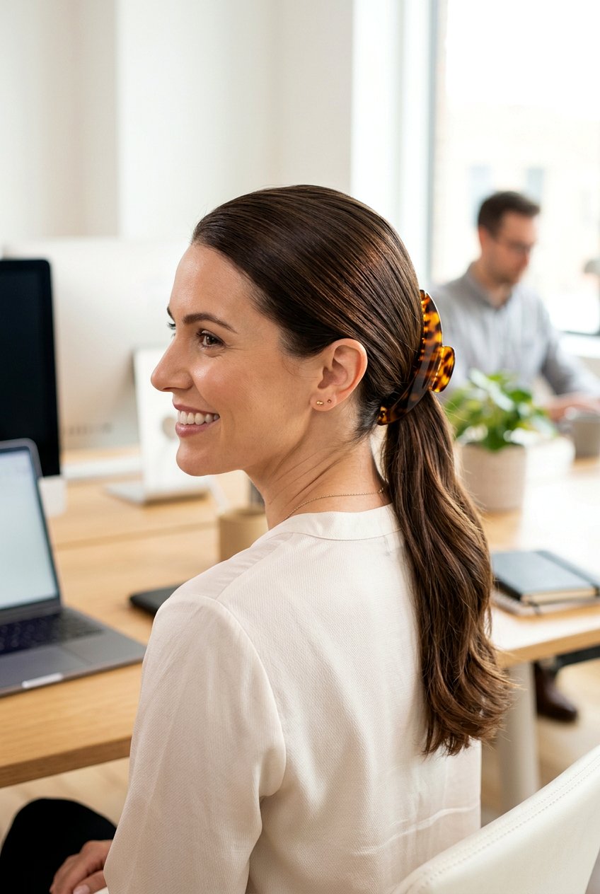 Low Banana Clip Ponytail - 20 banana clip hairstyles - 20 banana clip hairstyles