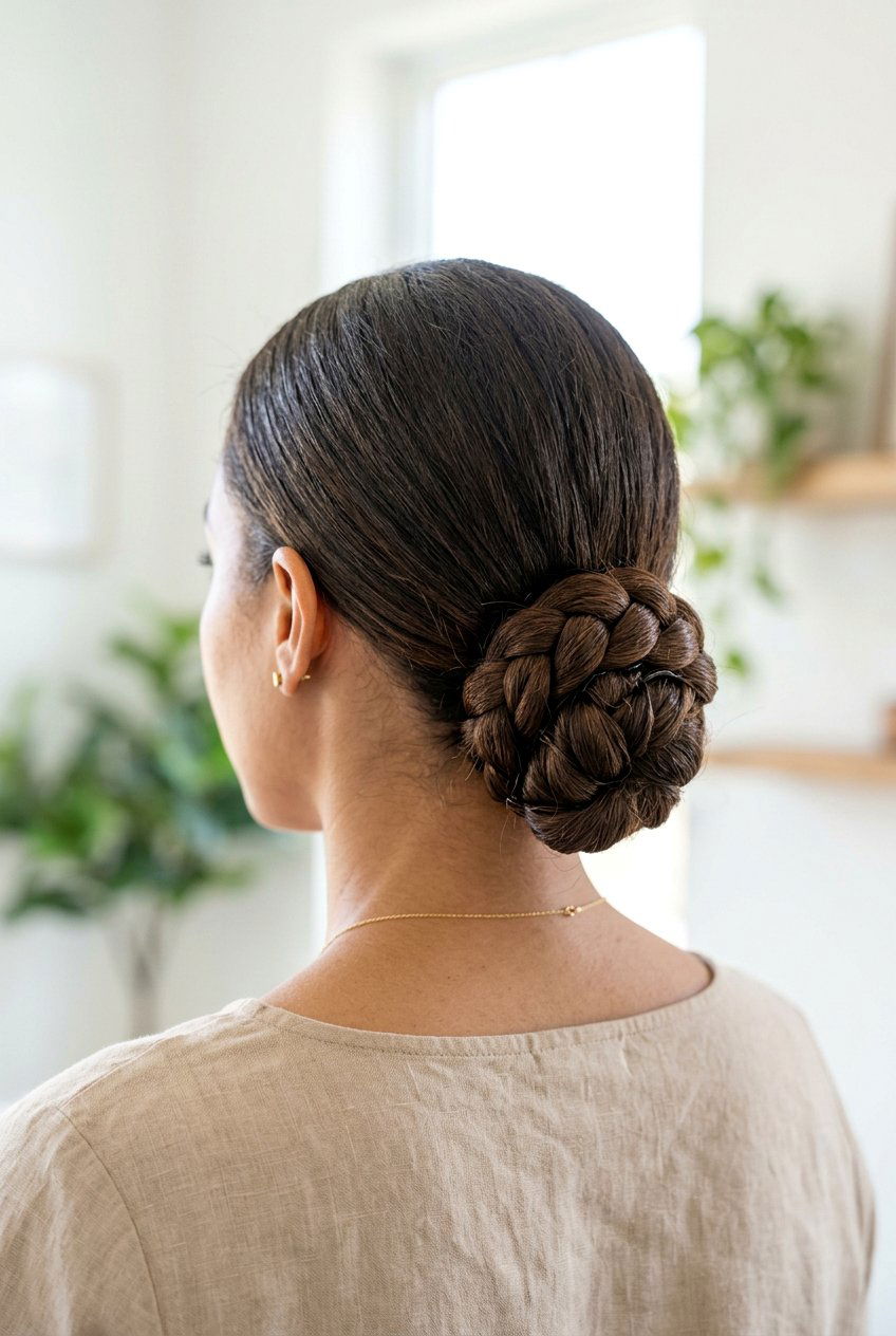 Low Braided Bun - 20 quick hairstyles for school - 20 quick hairstyles for school