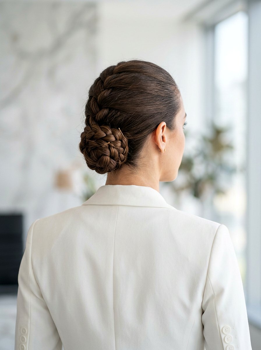 Low Braided Bun - 20 lazy heatless hairstyles for mornings - 20 lazy heatless hairstyles for mornings