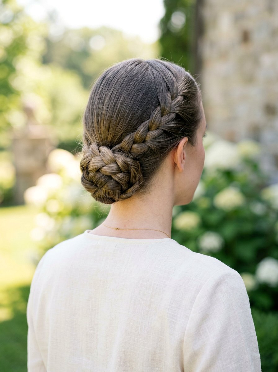 Low Braided Bun - 20 quick hairstyle for office commute - 20 quick hairstyle for office commute