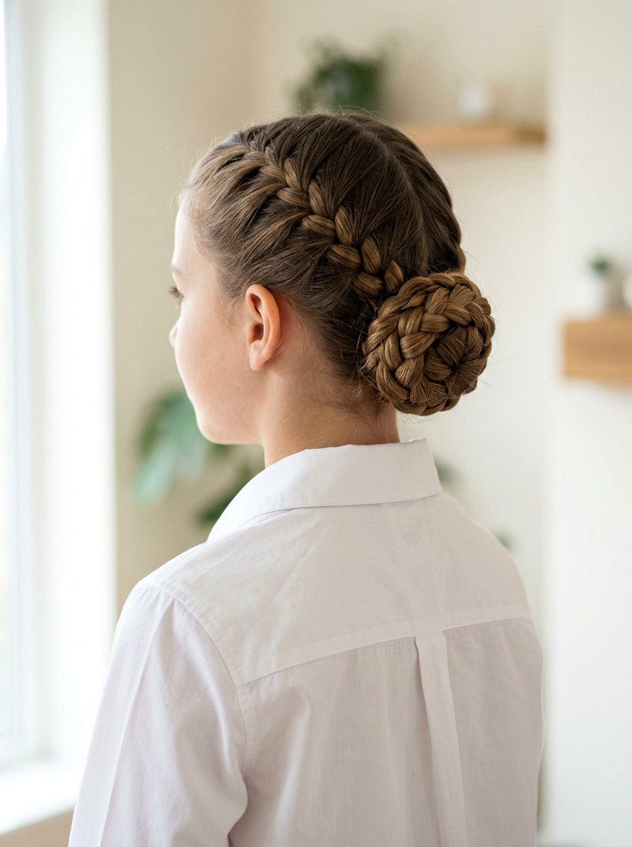 Low Braided Bun - 20 school hair ideas for girls - 20 school hair ideas for girls