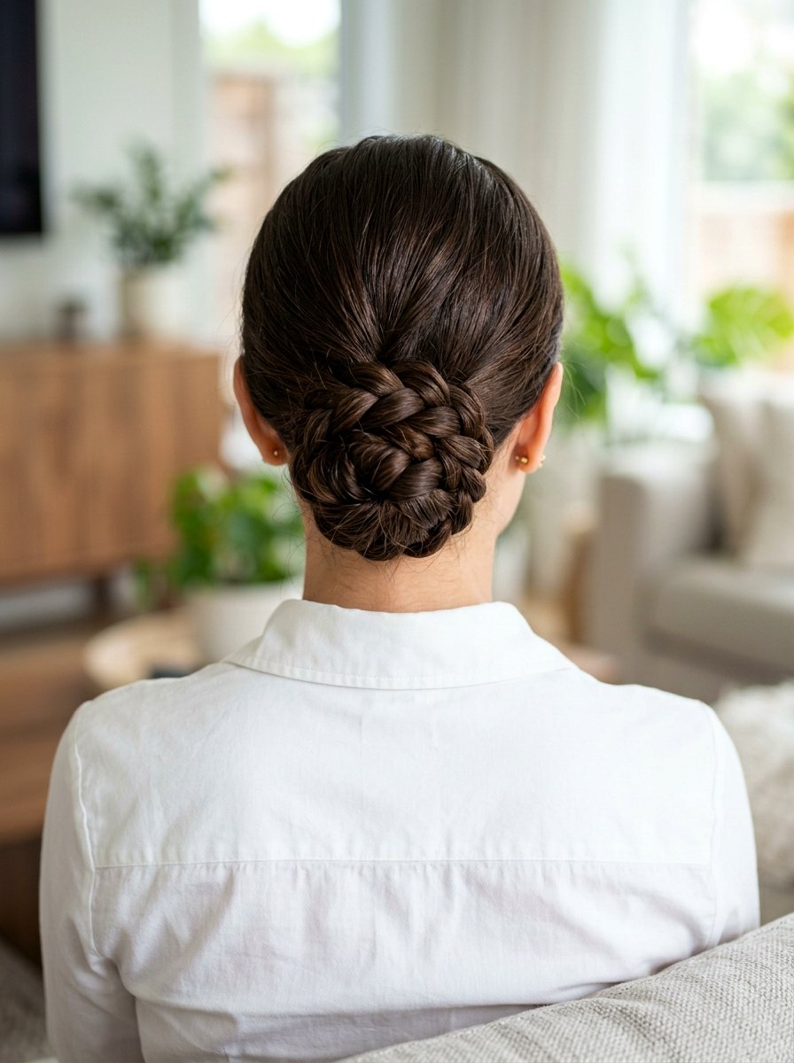 Low Braided Bun - 20 work appropriate braid hairstyle - 20 work appropriate braid hairstyle