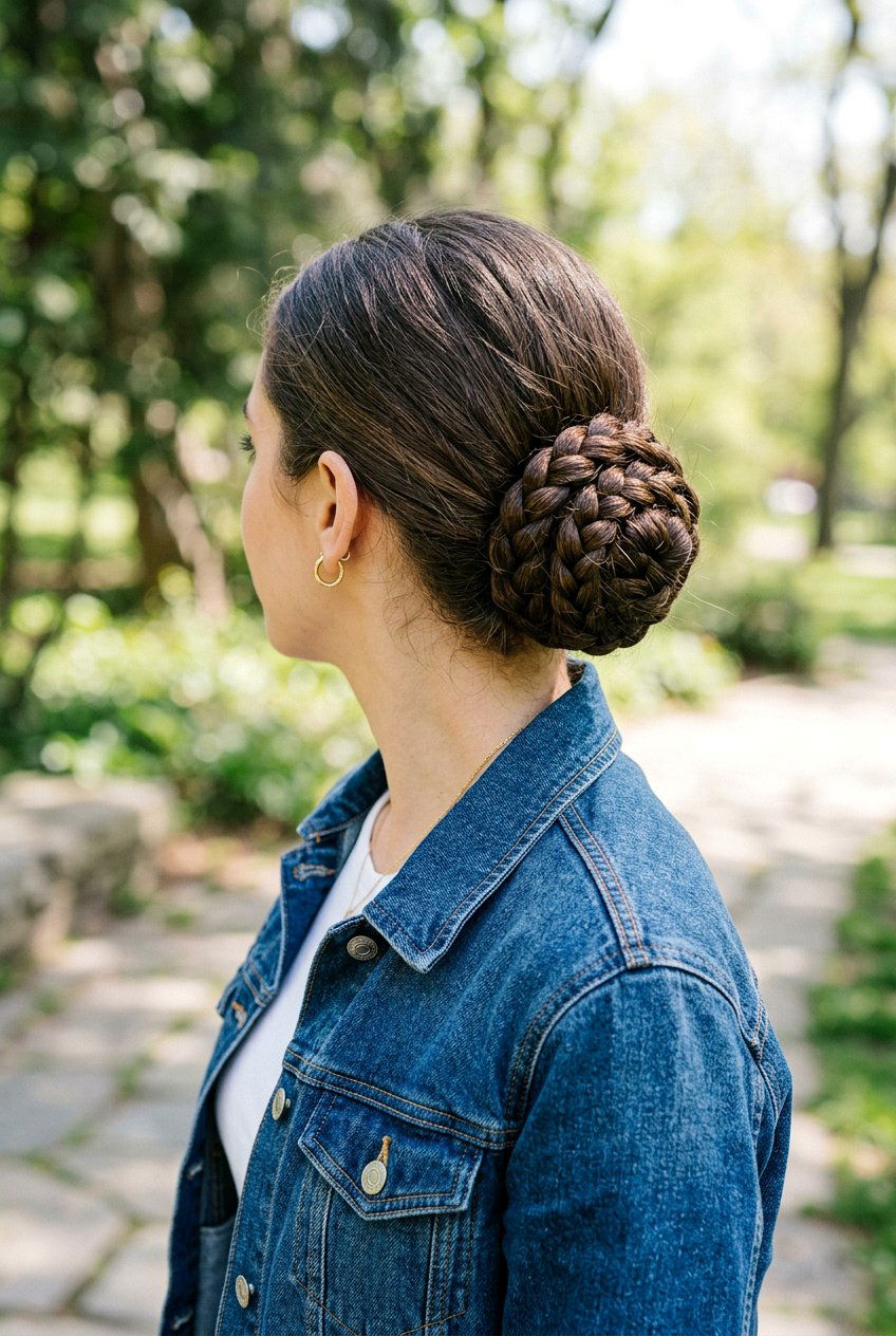 Low Braided Bun - 20 exam week easy hairstyles - 20 exam week easy hairstyles