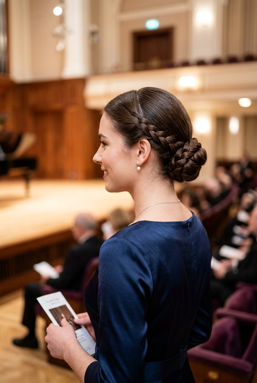 Low Braided Bun - 20 recital hairstyle with braid bun - 20 recital hairstyle with braid bun