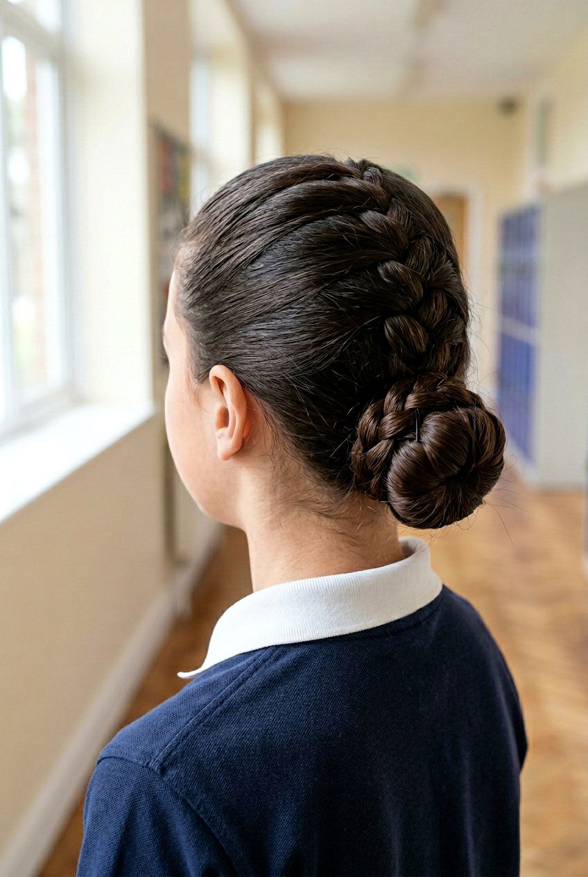 Low Braided Bun - 20 simple braid for school girls - 20 simple braid for school girls