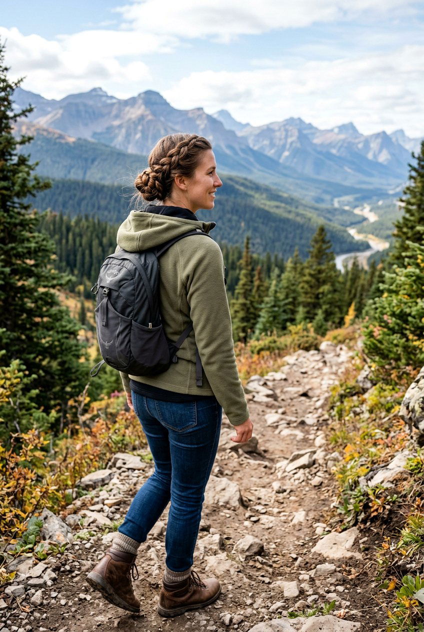 Low Braided Bun For Hiking Long Hair - 20 hiking hairstyles for long hair - 20 hiking hairstyles for long hair
