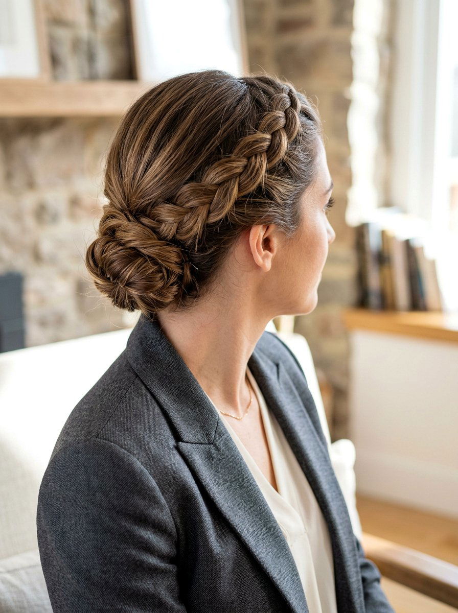 Low Braided Chignon - 20 humidity proof bun hairstyle - 20 humidity proof bun hairstyle