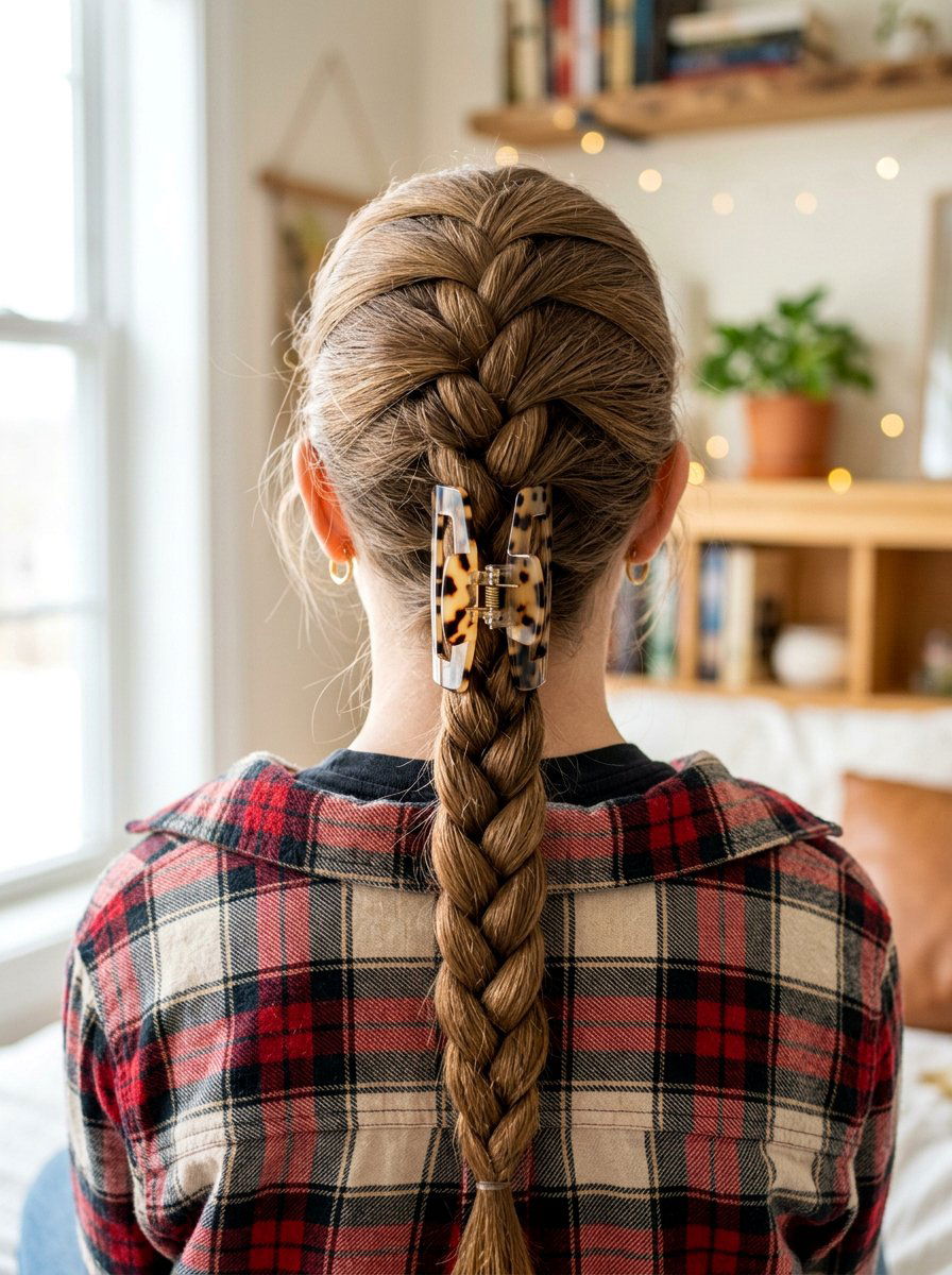 Low Braided Claw Clip - 20 teen girls school hairstyle with claw clip - 20 teen girls school hairstyle with claw clip