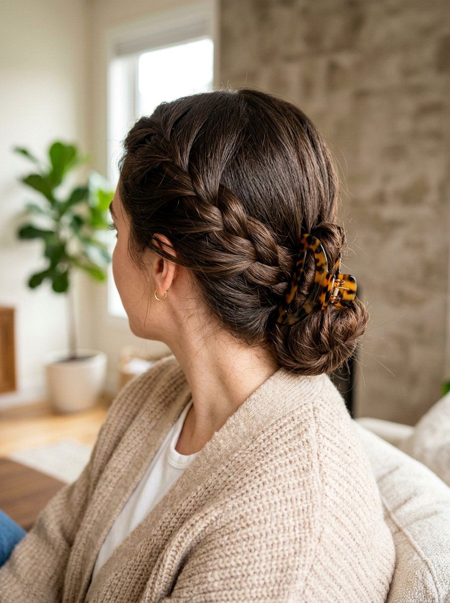 Low Braided Claw Clip - 20 claw clip updo for thick long hair - 20 claw clip updo for thick long hair