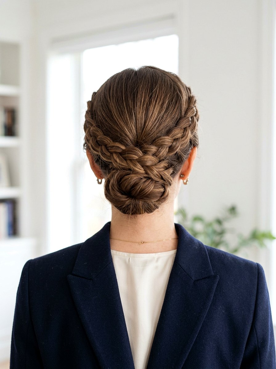 Low Braided Crown Updo - 20 quick hairstyle for college classes - 20 quick hairstyle for college classes