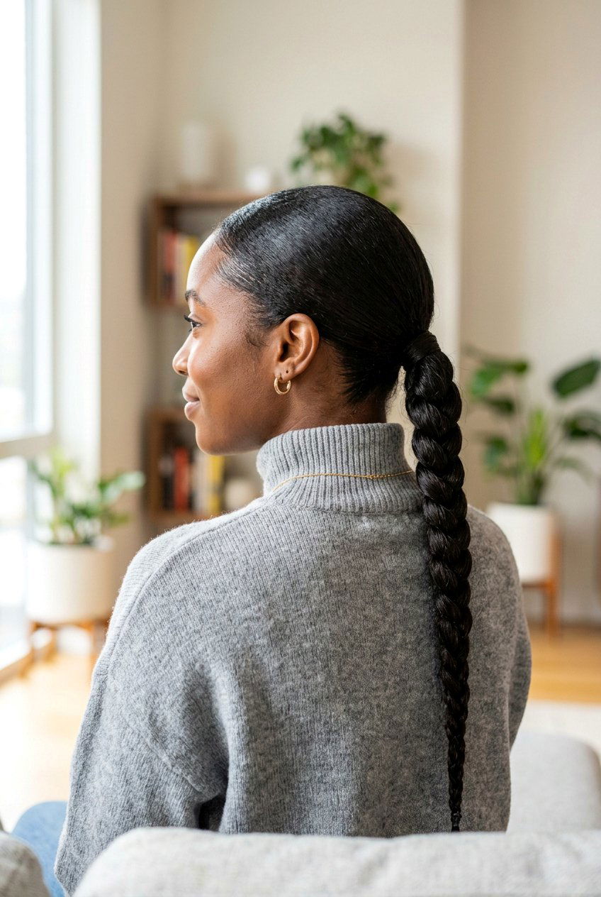 Low Braided Ponytail - 20 black women office braid ponytail styles - 20 black women office braid ponytail styles