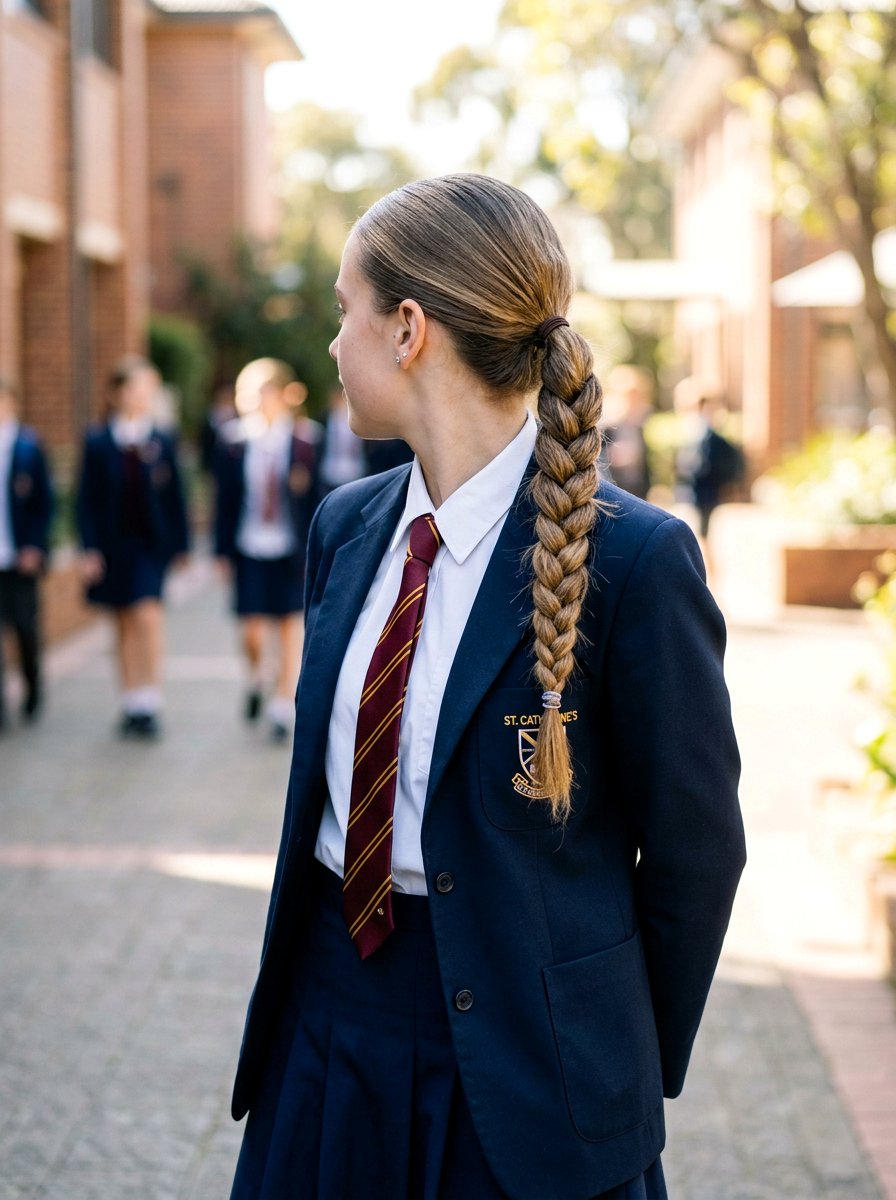 Low Braided Ponytail - 20 quick hairstyle for school mornings teens - 20 quick hairstyle for school mornings teens