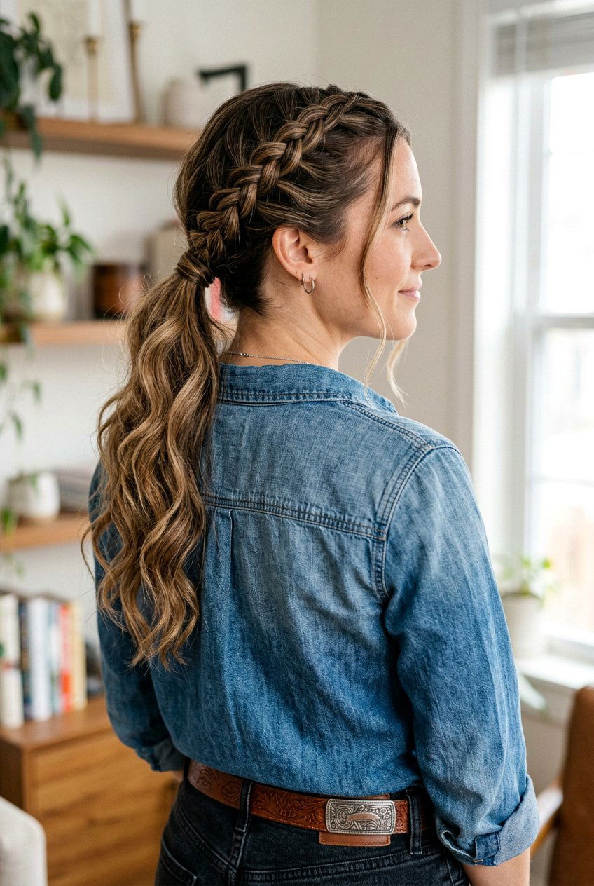 Low Braided Ponytail Waves - 20 country concert waves hairstyle - 20 country concert waves hairstyle