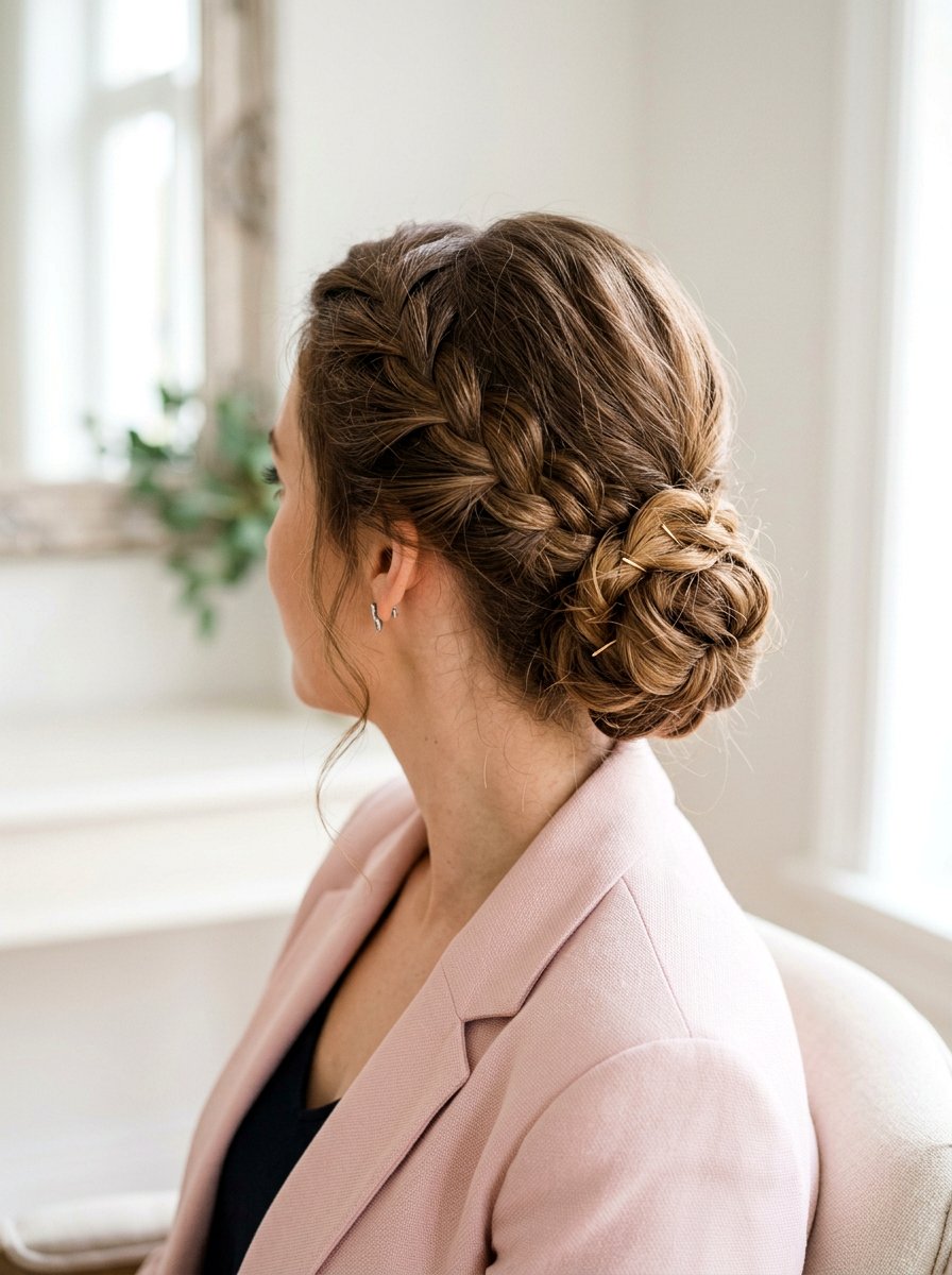 Low Braided Updo - 20 work appropriate braid hairstyle - 20 work appropriate braid hairstyle