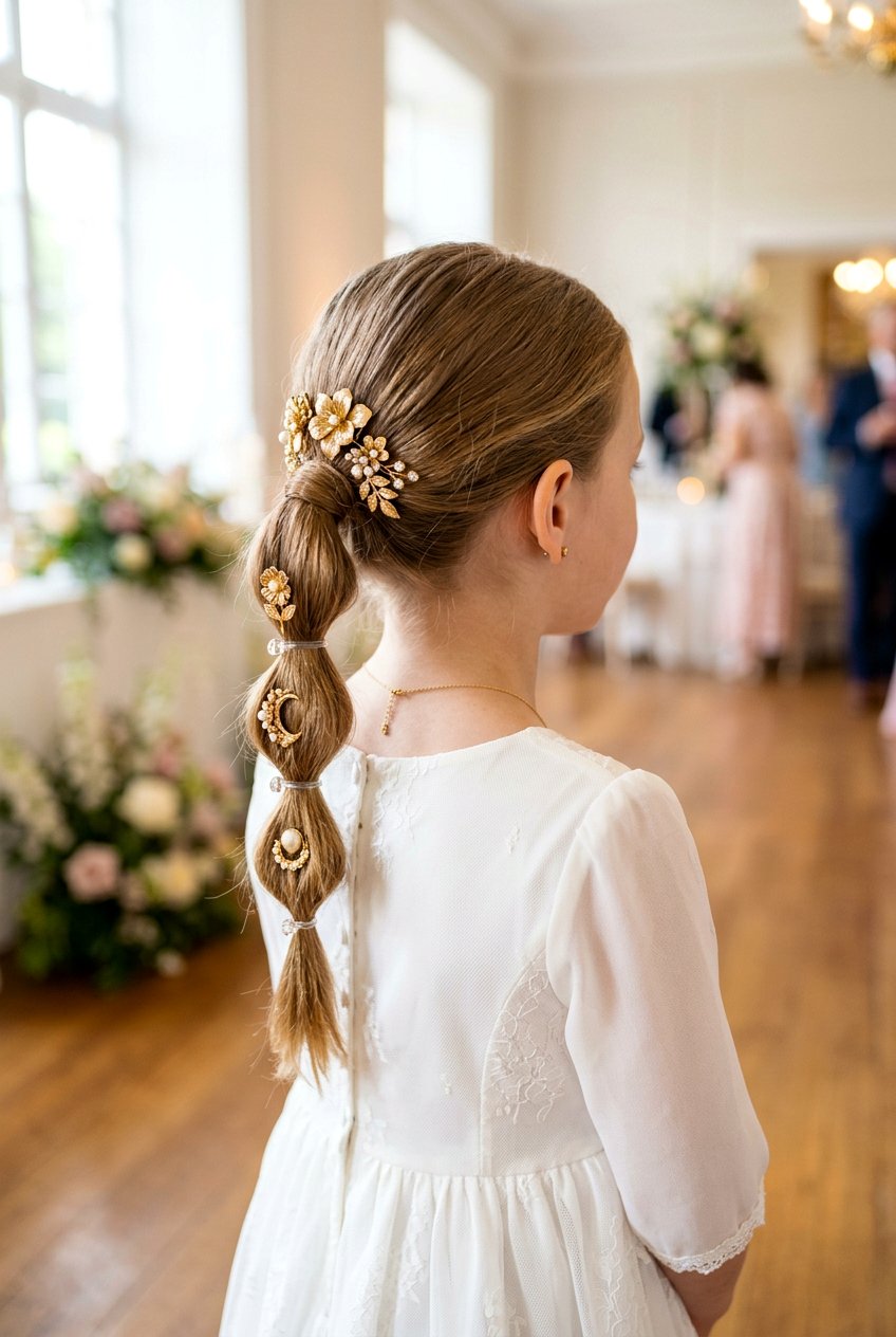 Low Bubble Ponytail With Gold Clips - 20 little girls bubble ponytail with clips - 20 little girls bubble ponytail with clips