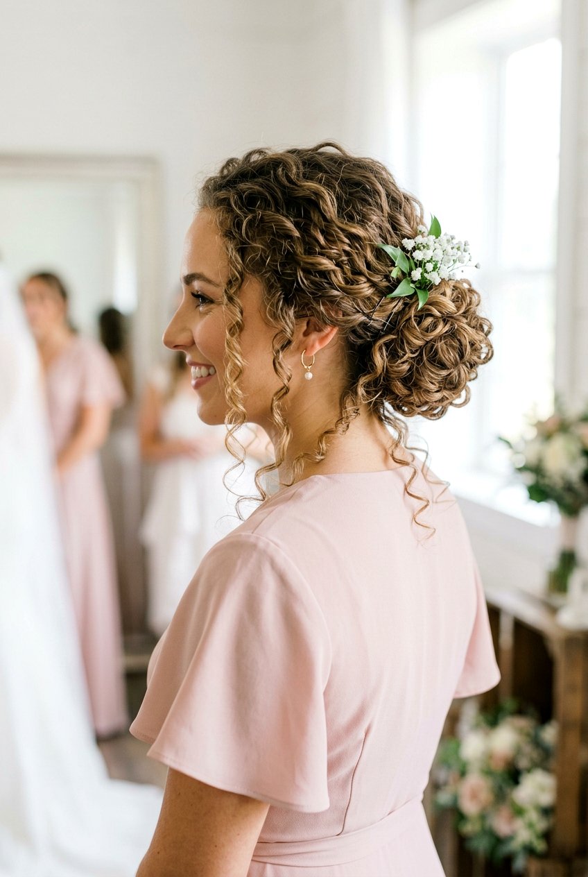 Low Bun Bridesmaid Hair For Curly Hair - 20 bridesmaid low bun hairstyle - 20 bridesmaid low bun hairstyle