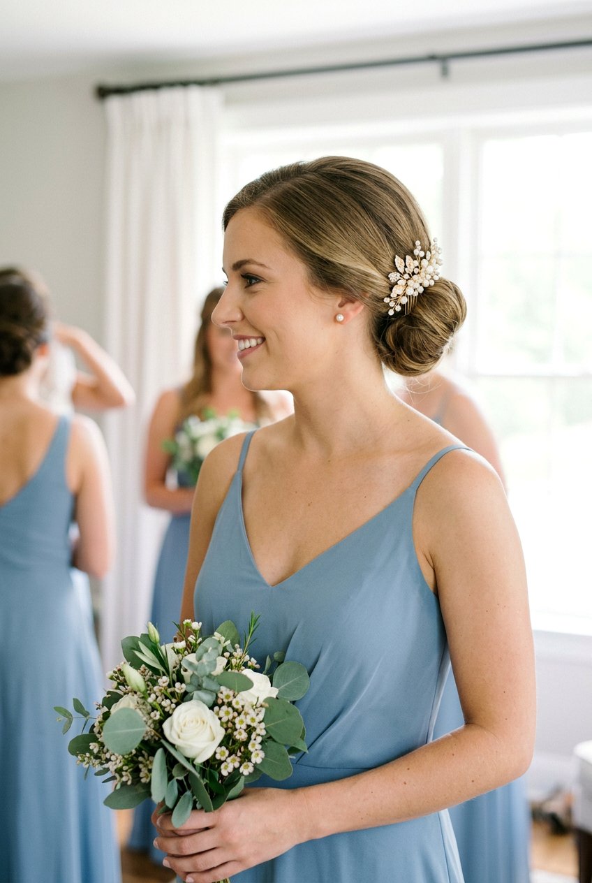Low Bun Bridesmaid Hair For Short Hair - 20 bridesmaid low bun hairstyle - 20 bridesmaid low bun hairstyle