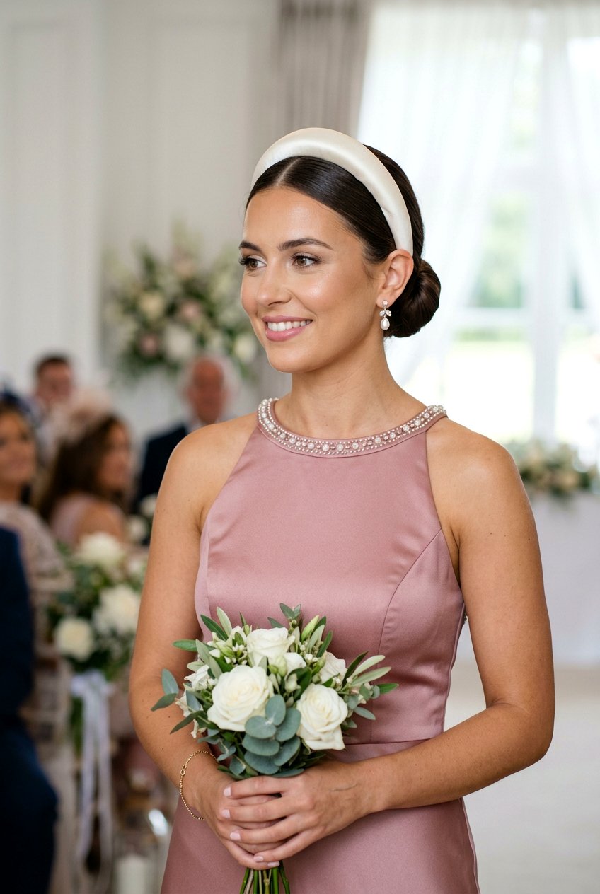 Low Bun Bridesmaid Hair With Headband - 20 bridesmaid low bun hairstyle - 20 bridesmaid low bun hairstyle