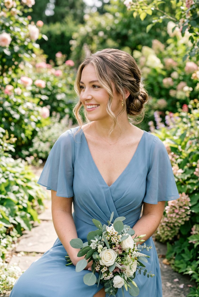 Low Bun Bridesmaid Hair With Loose Face Strands - 20 bridesmaid low bun hairstyle - 20 bridesmaid low bun hairstyle