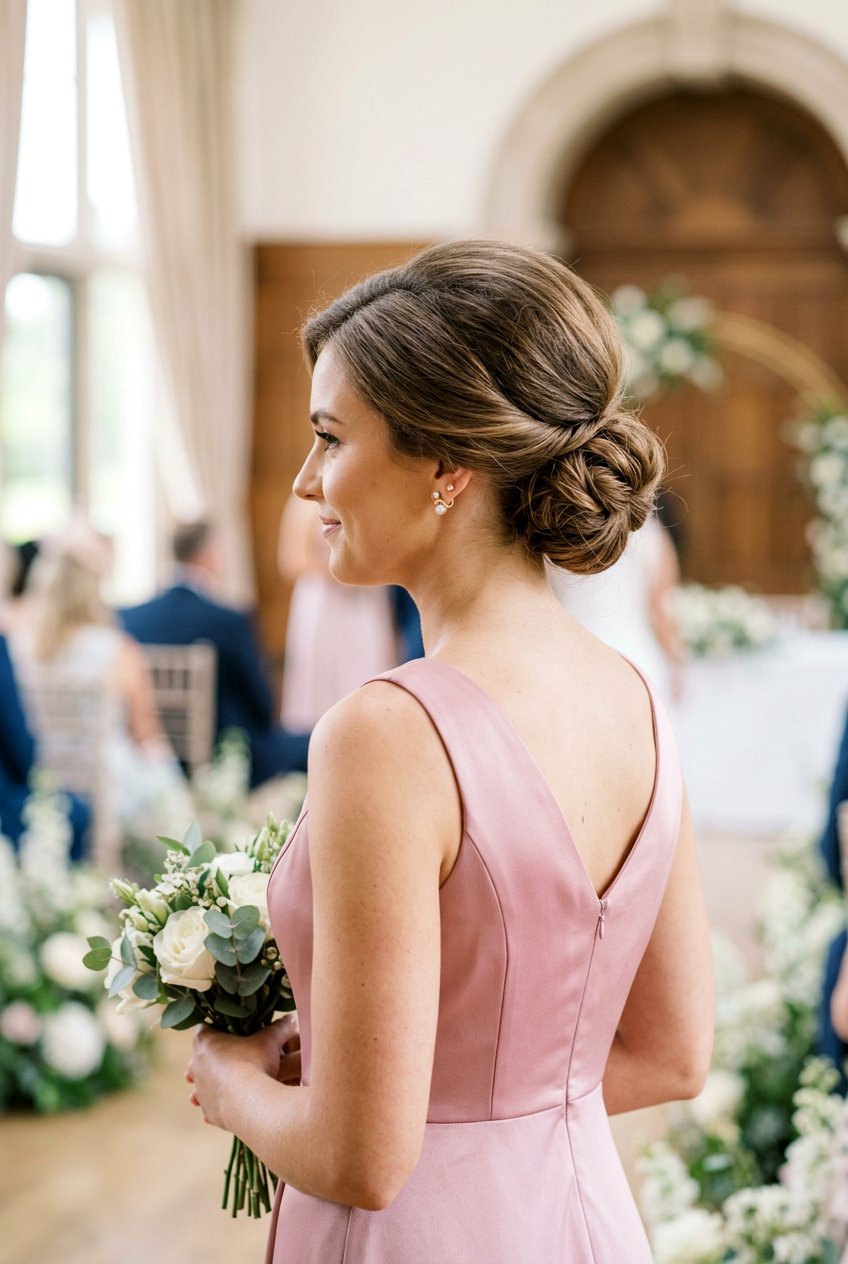 Low Bun Bridesmaid Hair With Volume At Crown - 20 bridesmaid low bun hairstyle - 20 bridesmaid low bun hairstyle
