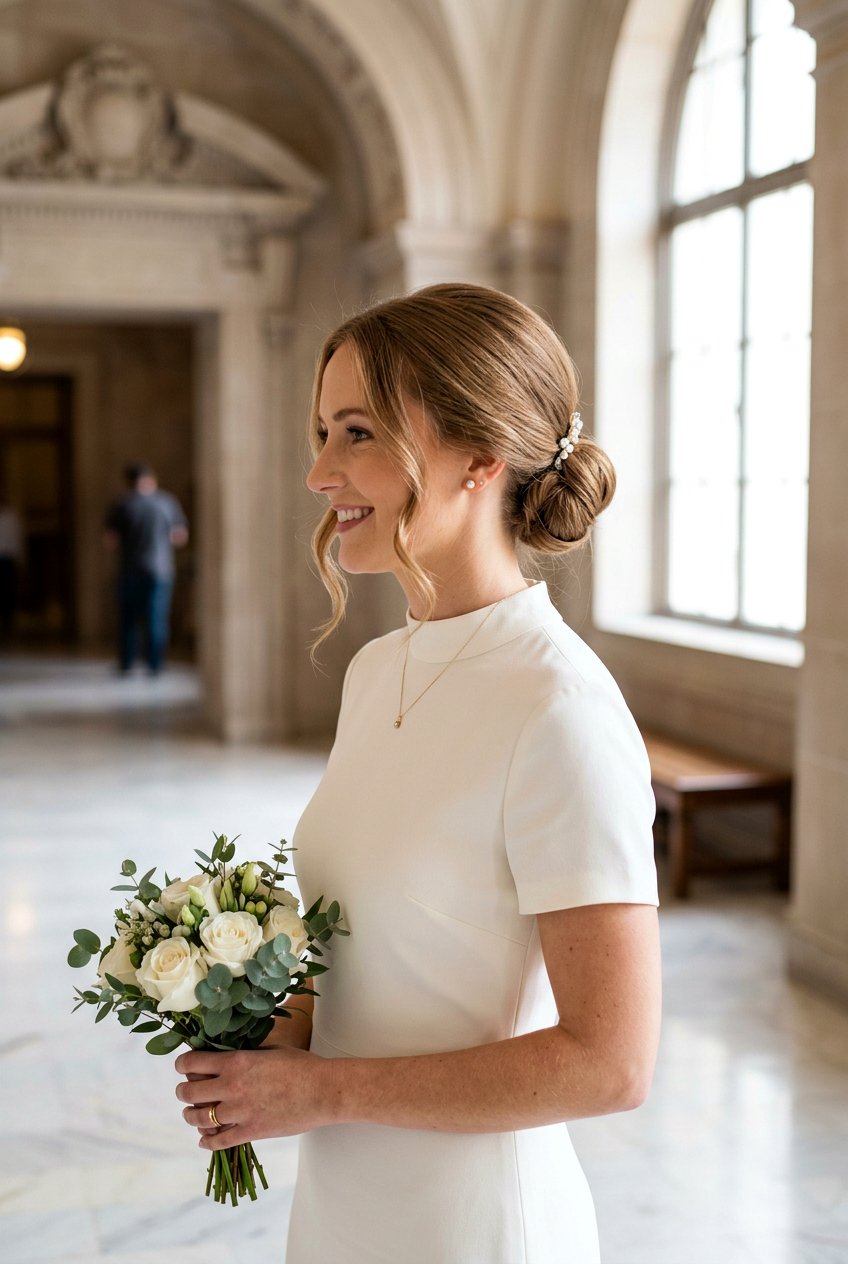 Low Bun Civil Wedding Hairstyle - 20 civil wedding hairstyles - 20 civil wedding hairstyles