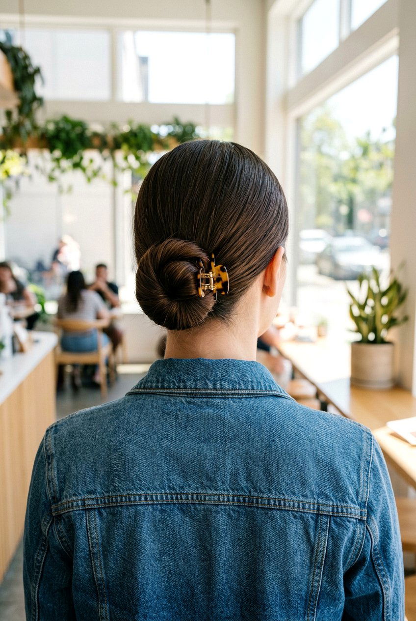 Low Bun Claw Clip - 20 claw clip hairstyle for moms - 20 claw clip hairstyle for moms