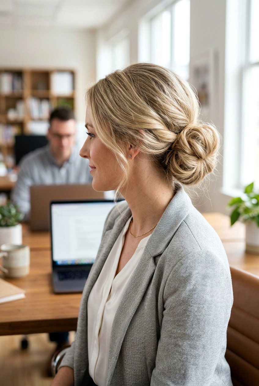 Low Bun For Fine Hair Office Look - 20 neat low bun for office - 20 neat low bun for office