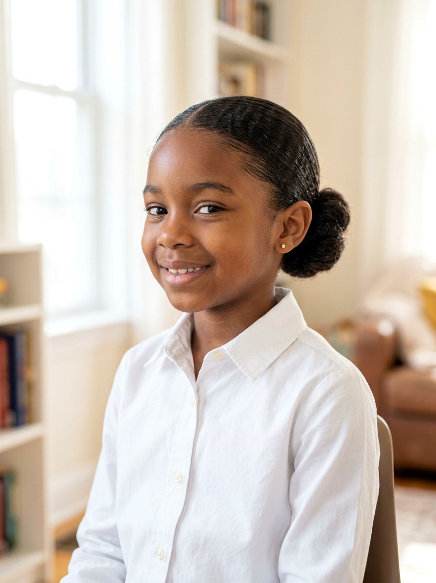 Low Bun For Natural Hair - 20 quick natural hairstyles for kids - 20 quick natural hairstyles for kids