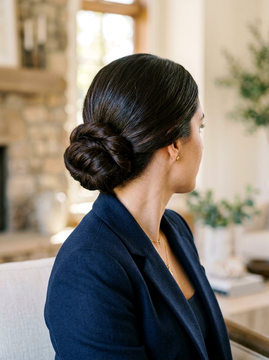 Low Bun For Thick Hair - 20 office hairstyle for thick coarse hair - 20 office hairstyle for thick coarse hair