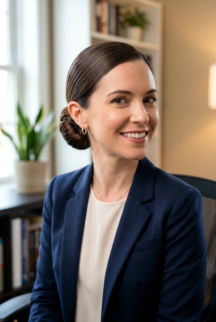 Low Bun For Video Interview - 20 interview bun hairstyle - 20 interview bun hairstyle