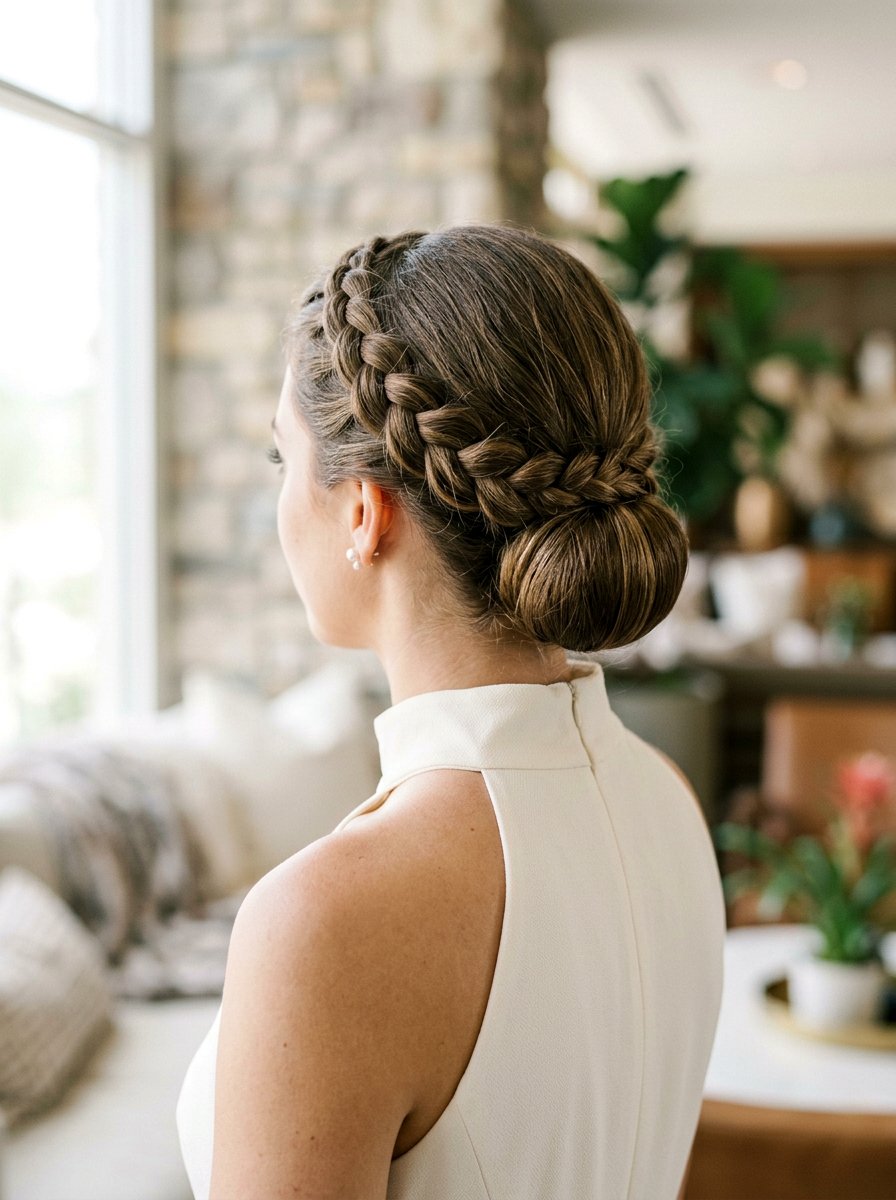 Low Bun Halo Braid Combo - 20 halo braid for wedding guest - 20 halo braid for wedding guest