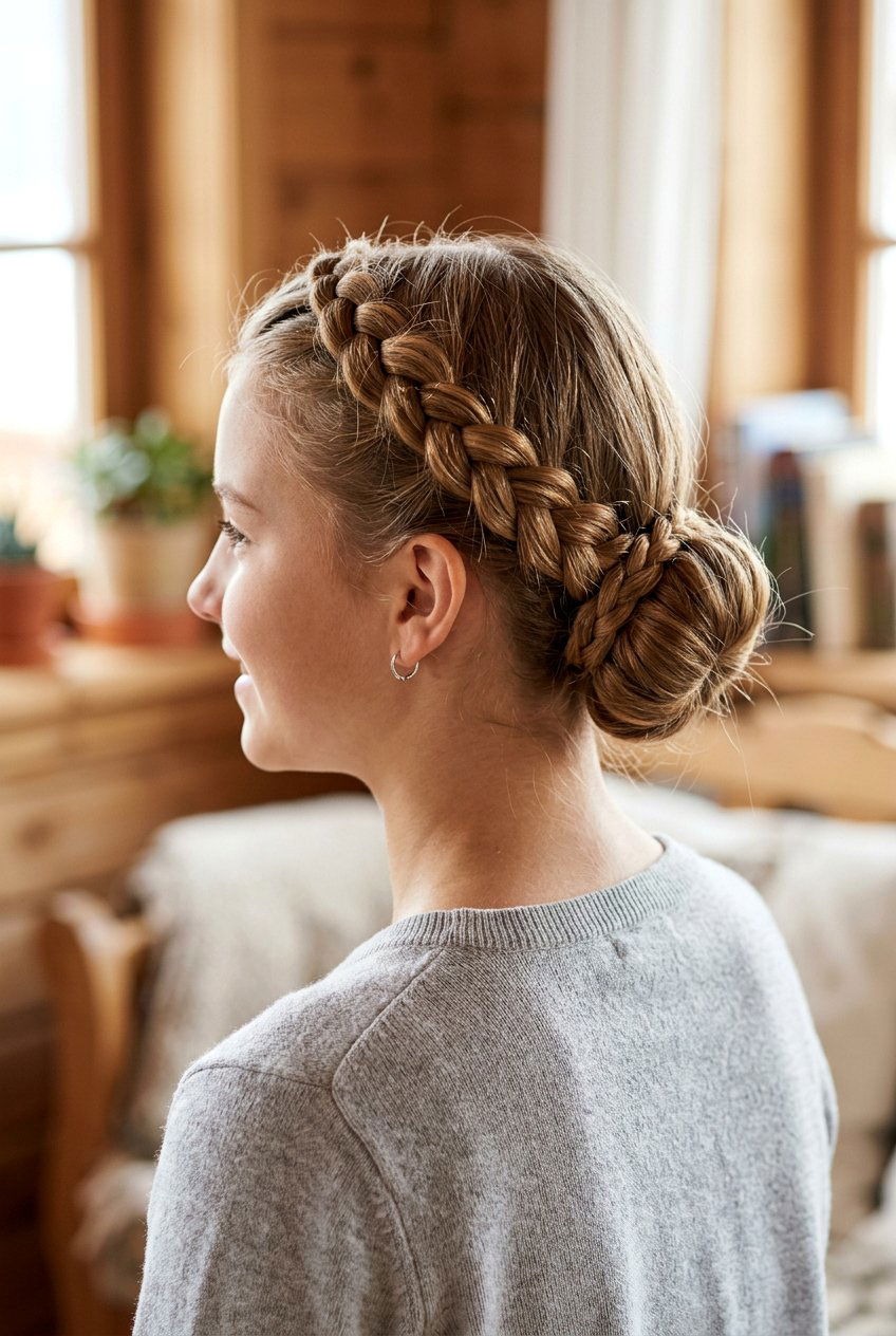 Low Bun Headband Braid - 20 school hairstyle with headband braid - 20 school hairstyle with headband braid