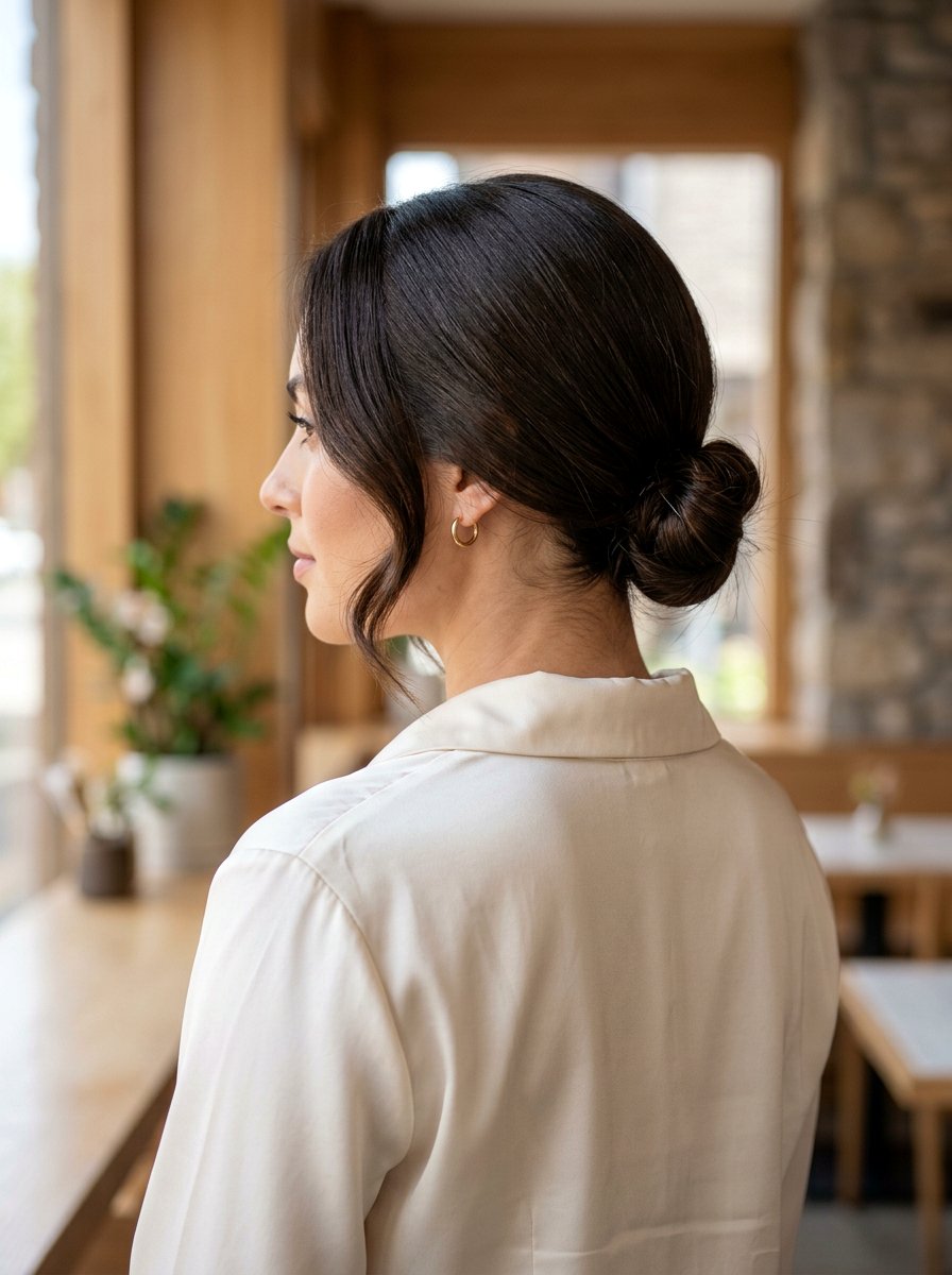 Low Bun Lob - 20 easy lob styling ideas for women - 20 easy lob styling ideas for women