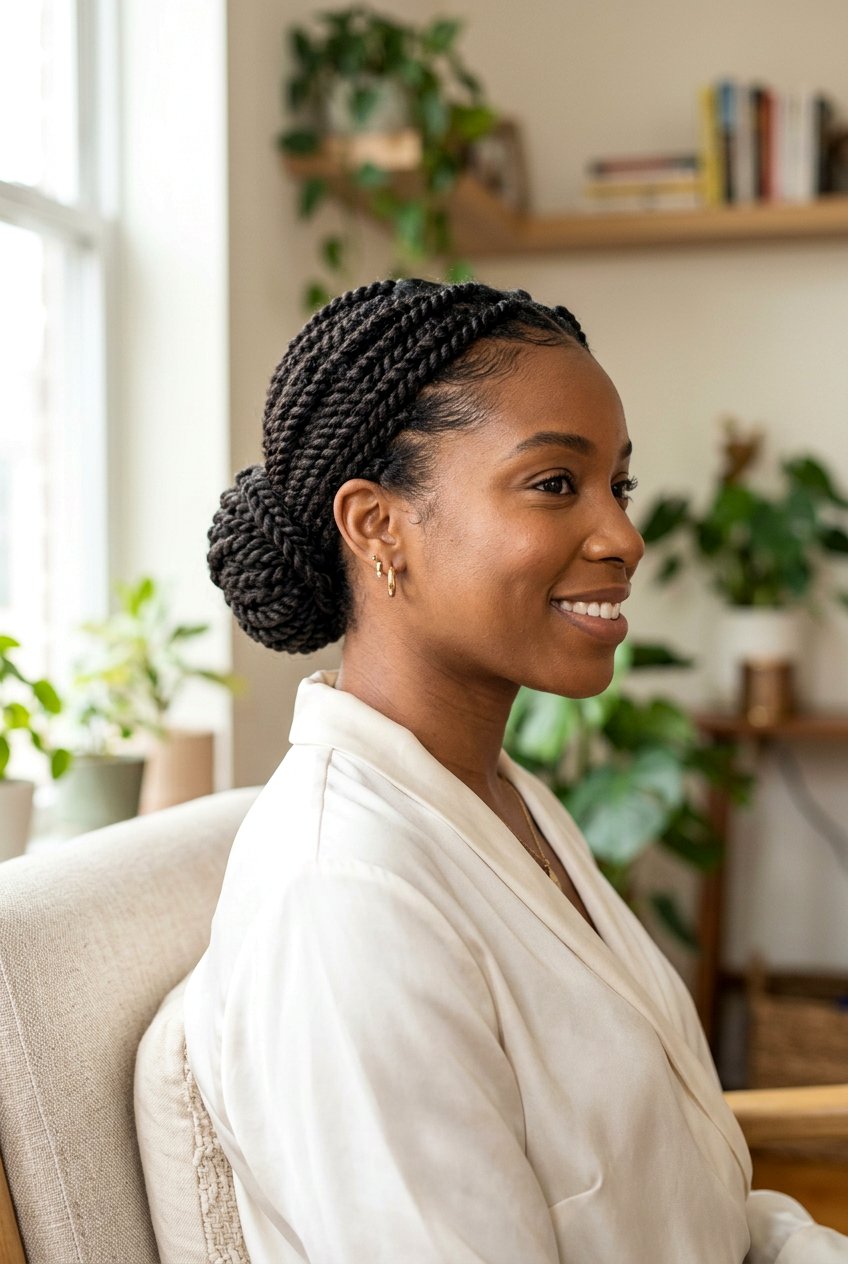 Low Bun Marley Twists - 20 marley twists updo hairstyles - 20 marley twists updo hairstyles