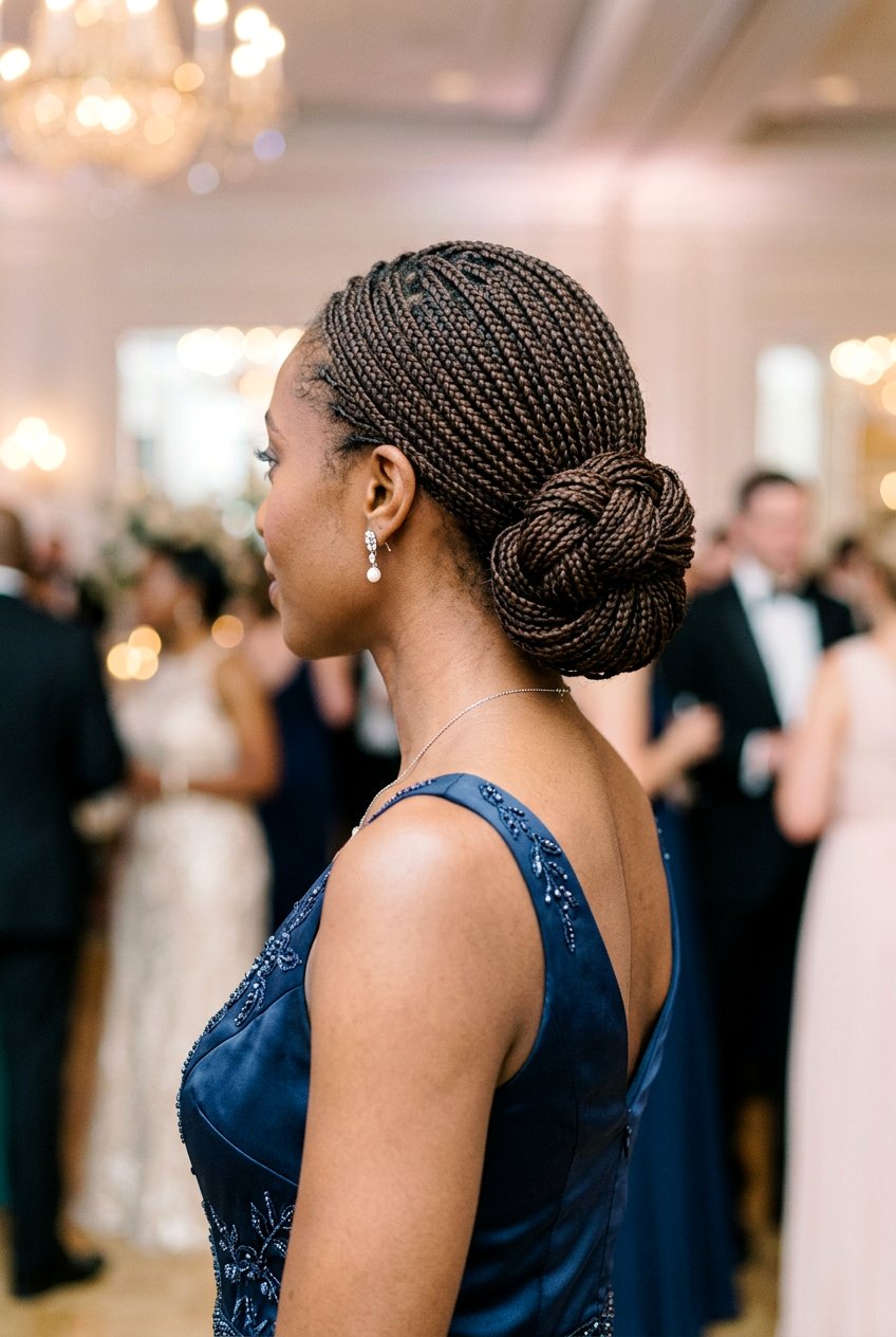 Low Bun Mini Braids - 20 mini braids on natural hair - 20 mini braids on natural hair