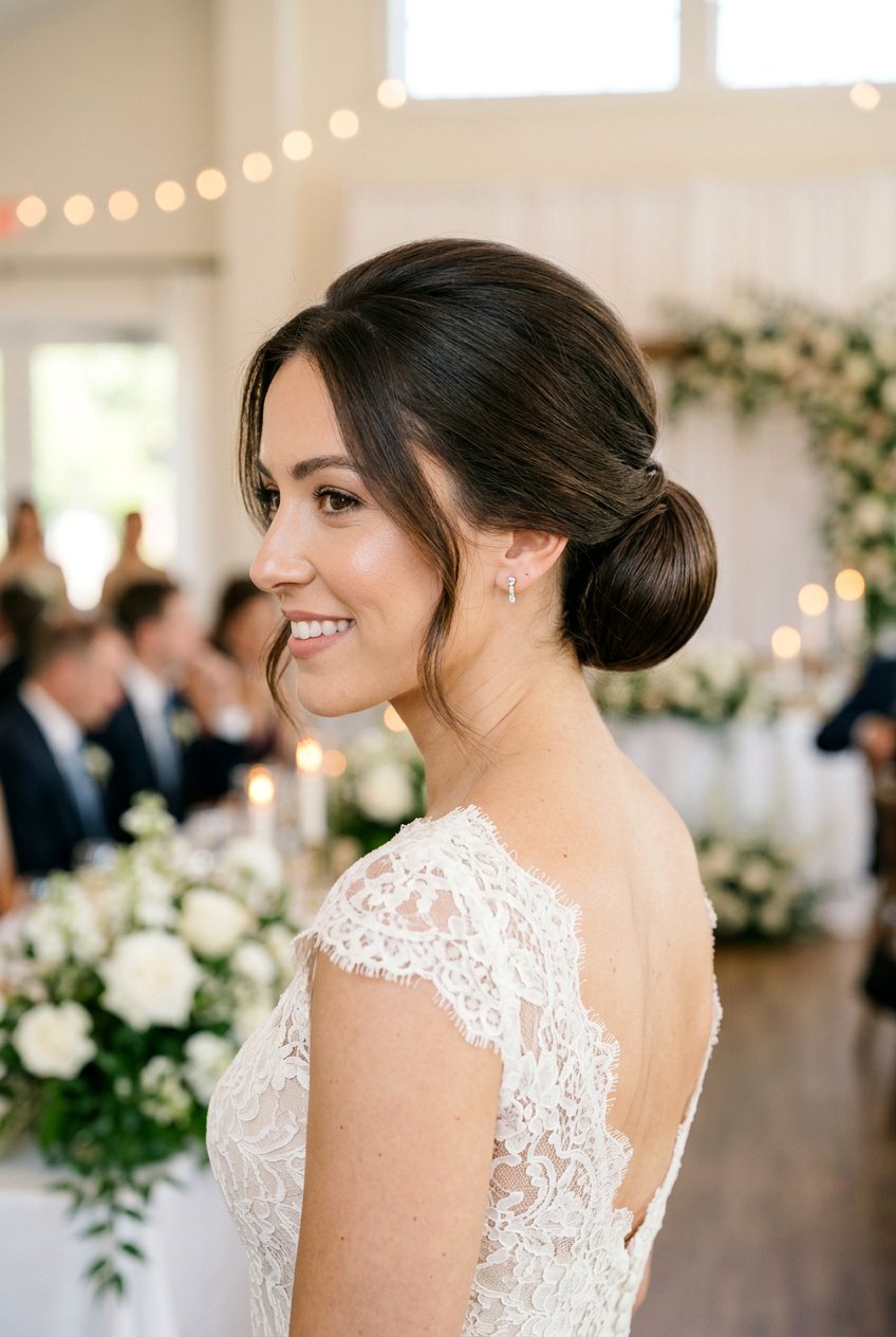 Low Bun Reception Hairstyle - 20 reception hairstyles for bride - 20 reception hairstyles for bride