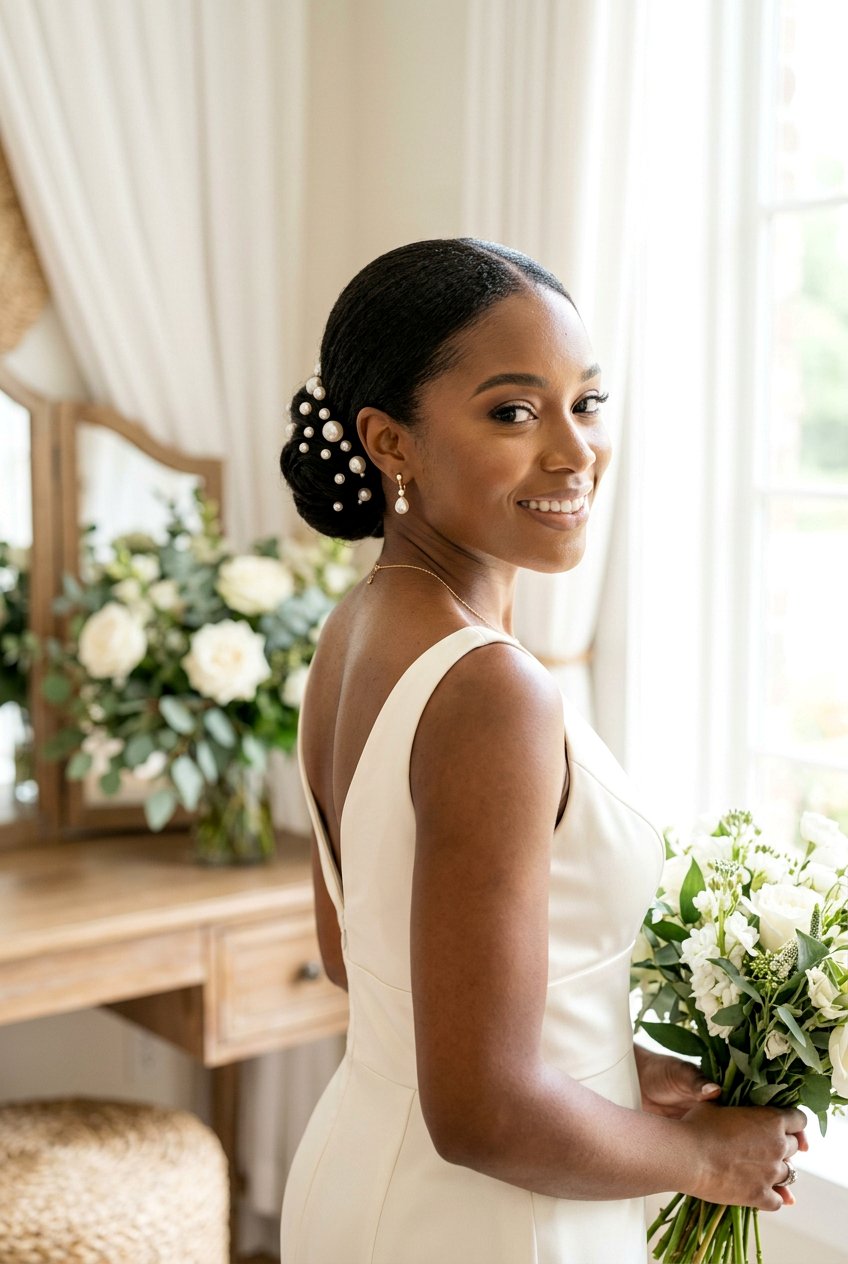 Low Bun Wedding Hairstyle For Black Brides - 20 wedding hairstyles for black brides - 20 wedding hairstyles for black brides