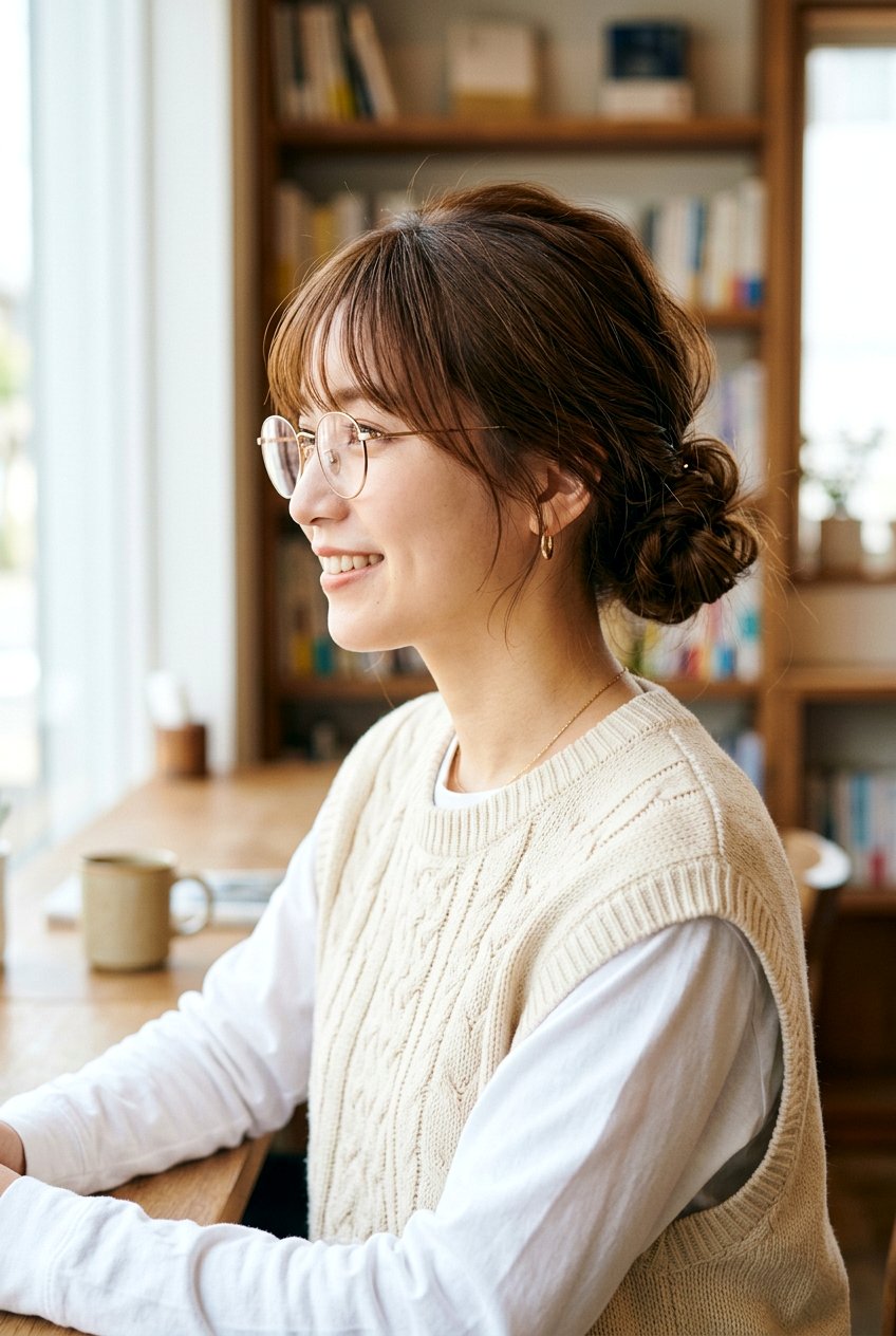 Low Bun With Bangs - 20 dark academia low bun hairstyle - 20 dark academia low bun hairstyle