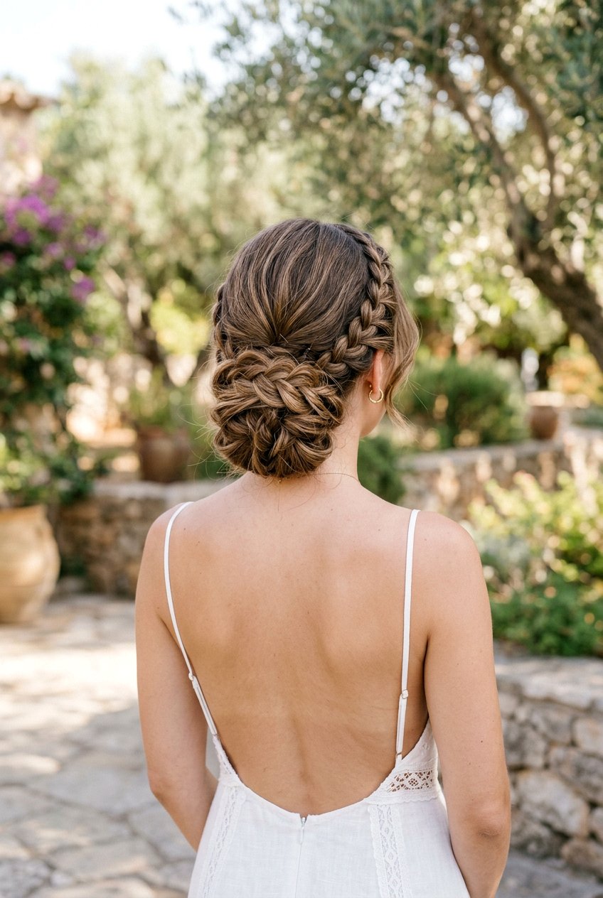 Low Bun With Boho Braids - 20 bridal hairstyle for boho braid updo - 20 bridal hairstyle for boho braid updo