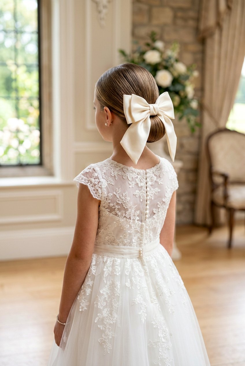 Low Bun With Bow - 20 christmas party hairstyles for girls - 20 christmas party hairstyles for girls