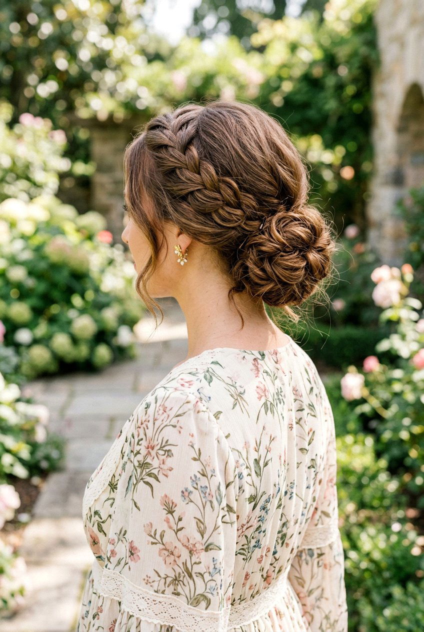 Low Bun With Braid - 20 prom hairstyle with low textured bun - 20 prom hairstyle with low textured bun