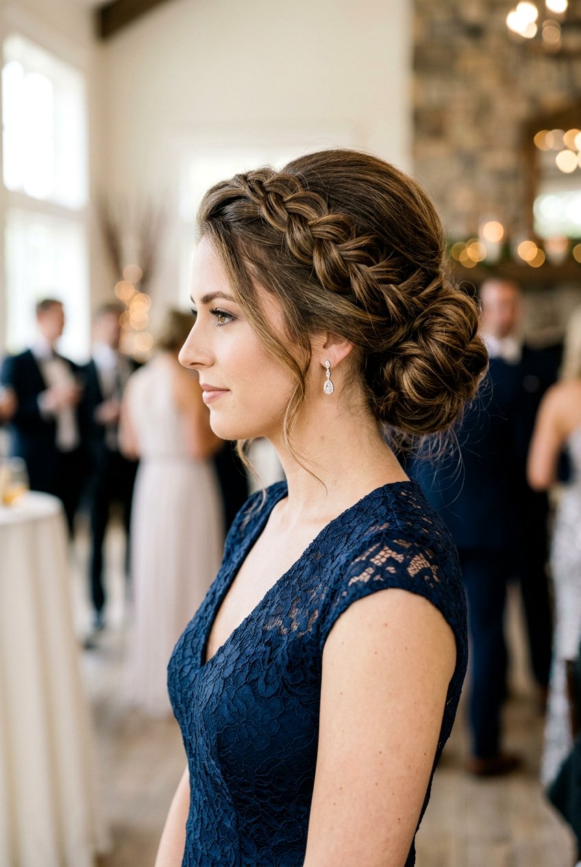 Low Bun With Braided Crown And Volume - 20 festive low bun with braid - 20 festive low bun with braid