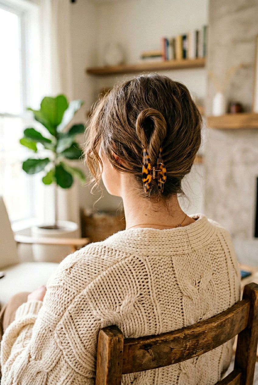 Low Bun With Claw Clip - 20 dark academia low bun hairstyle - 20 dark academia low bun hairstyle