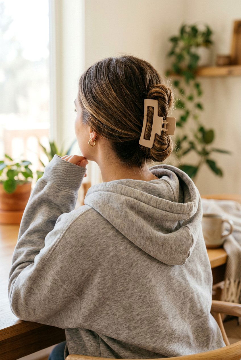 Low Bun With Claw Clip - 20 school hairstyle with low bun - 20 school hairstyle with low bun