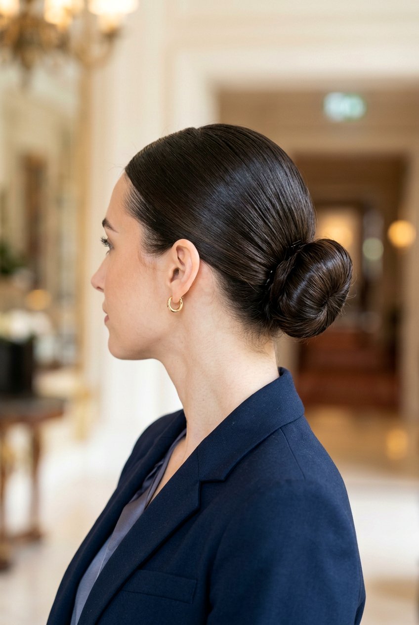 Low Bun With Clean Hairline Finish - 20 neat low bun for office - 20 neat low bun for office